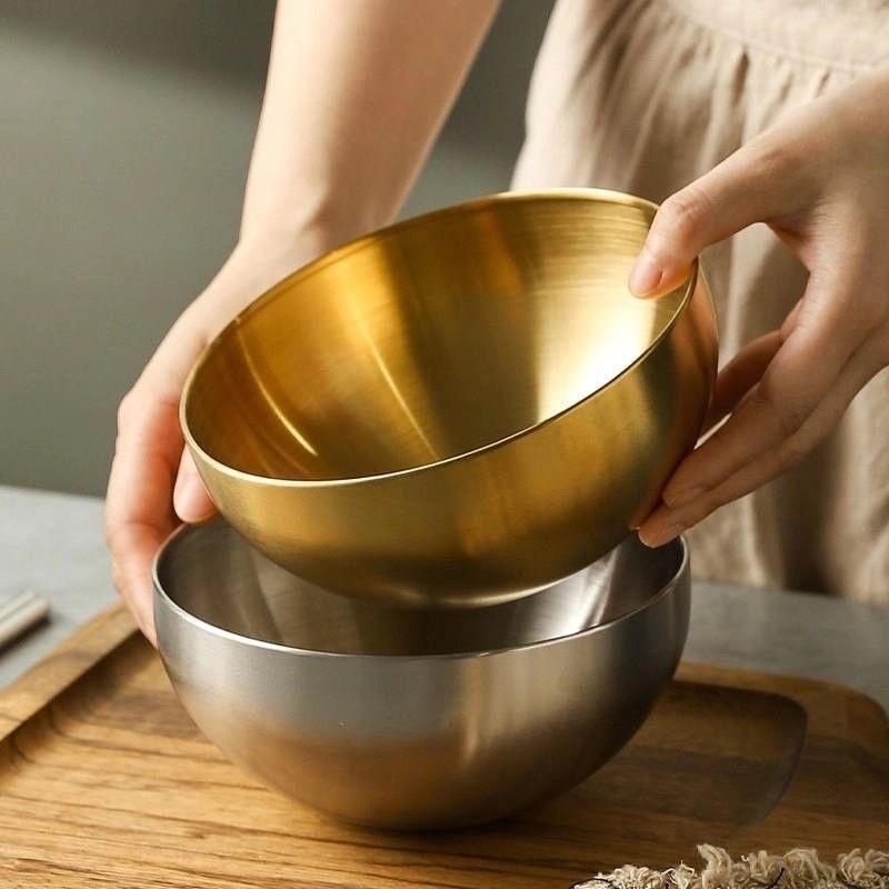 

1PC Random color stainless steel thickened salad bowl multifunctional baking bowl rice noodle bowl household and commercial use