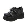 Women Thick-Soled Punk Dark Buckle Muffin Gothic Women'S Shoes Round Head Jk Small Leather Shoes