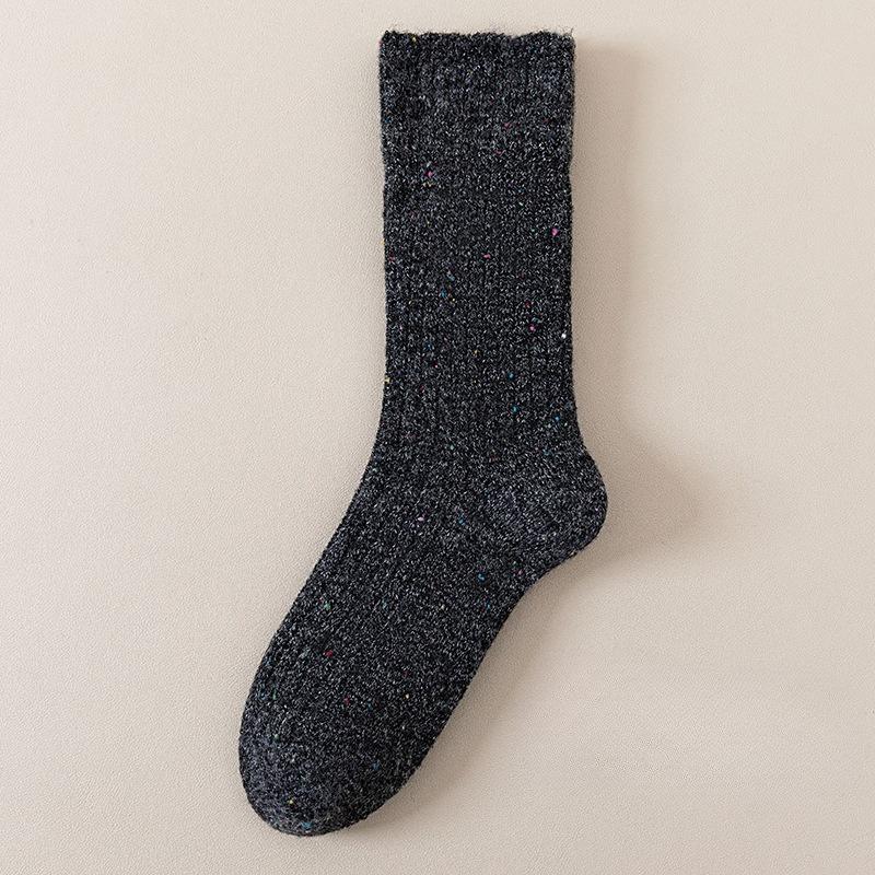 Winter and Autumn Wool Socks - Cute Lace-patterned Chiffon Mid-calf Socks, Pile Socks, Padded and Thickened Style Stockings