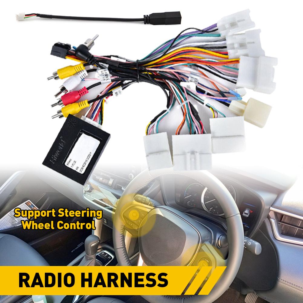 Car Stereo Audio Power Wiring Harness Cable Canbus Box Radio Cable Wire Adapter Power Cable Connector for Toyota RAV4 2013-2015