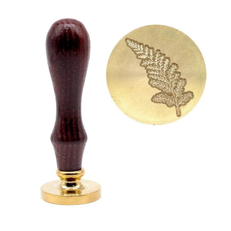 Retro Wax Stamp Plants Pattern Antique Wooden Handle Metal Sealing Wax Seal Stamp for DIY Scrapbooking Photo Wedding Accessories. as the picture