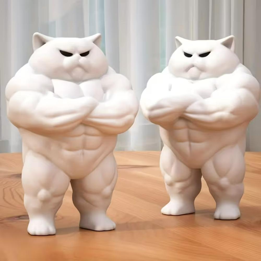 3D Printing Fun Muscle Cat Decorative Statues - Cute and Playful Muscle Cat Decorations for Cat Lovers and Fitness Enthusiasts