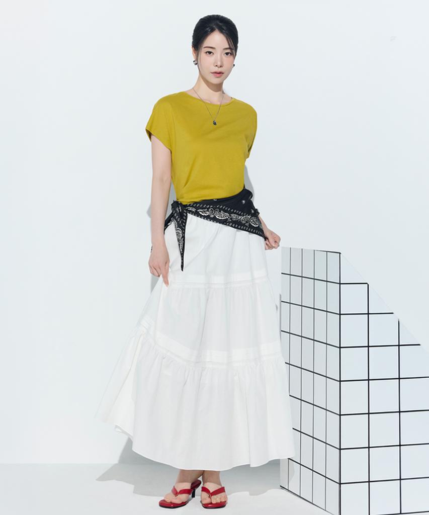 Deoesji 26Ss Deoesji Collabo 100% Compressed Cotton Tiered Skirt