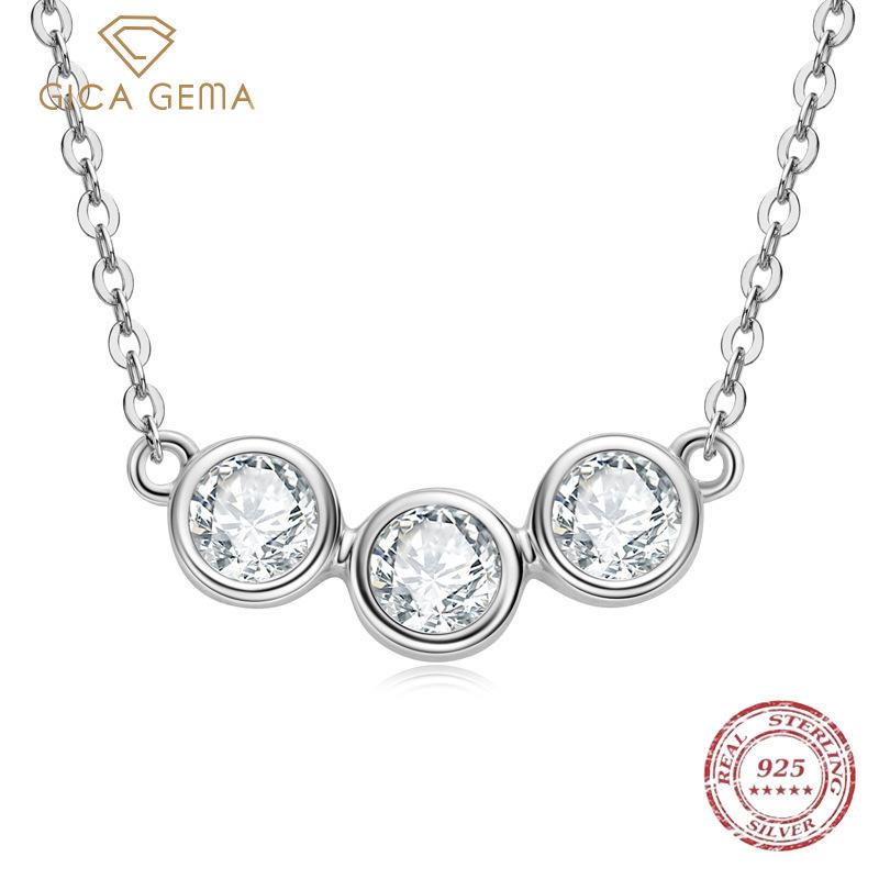 Gica Gema Korean Version Of Fashion Niche Design Moissanite Necklace Lucky Three Daily Commute Accessories