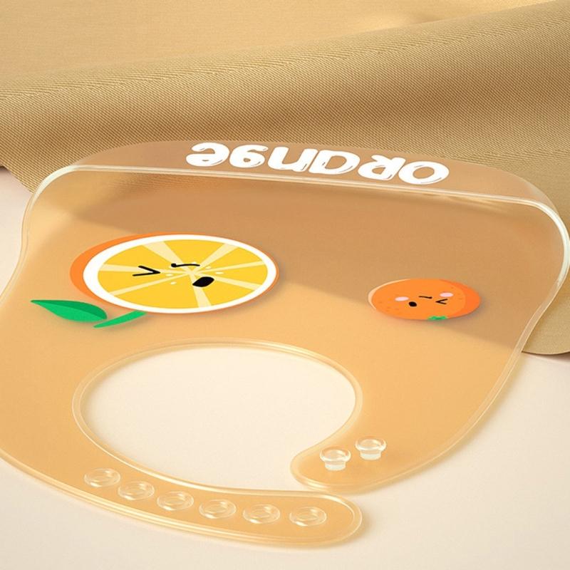 Baby Silicone Bib Cartoon Feeding Bib Waterproof Infant Boy Girl Washable Bib Food Spill Protective Bib with Food Pocket