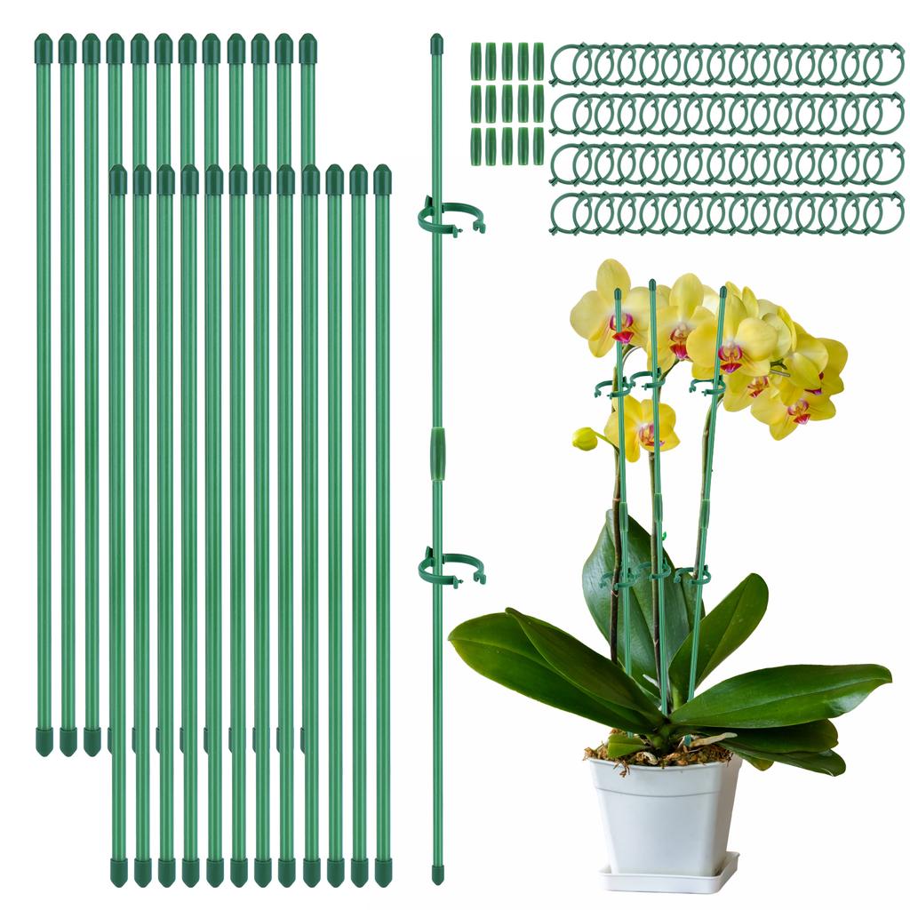 30Pcs Adjustable Plant Support Indoor Plant Sticks Support with Clips & Connectors Plant Support Stakes for Home Garden