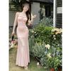 Slightly Fat French Pure Desire Spice Girl Lace Splicing Suspender Dress for Women's Summer Waist and Thin Hip Skirt To Show Figure