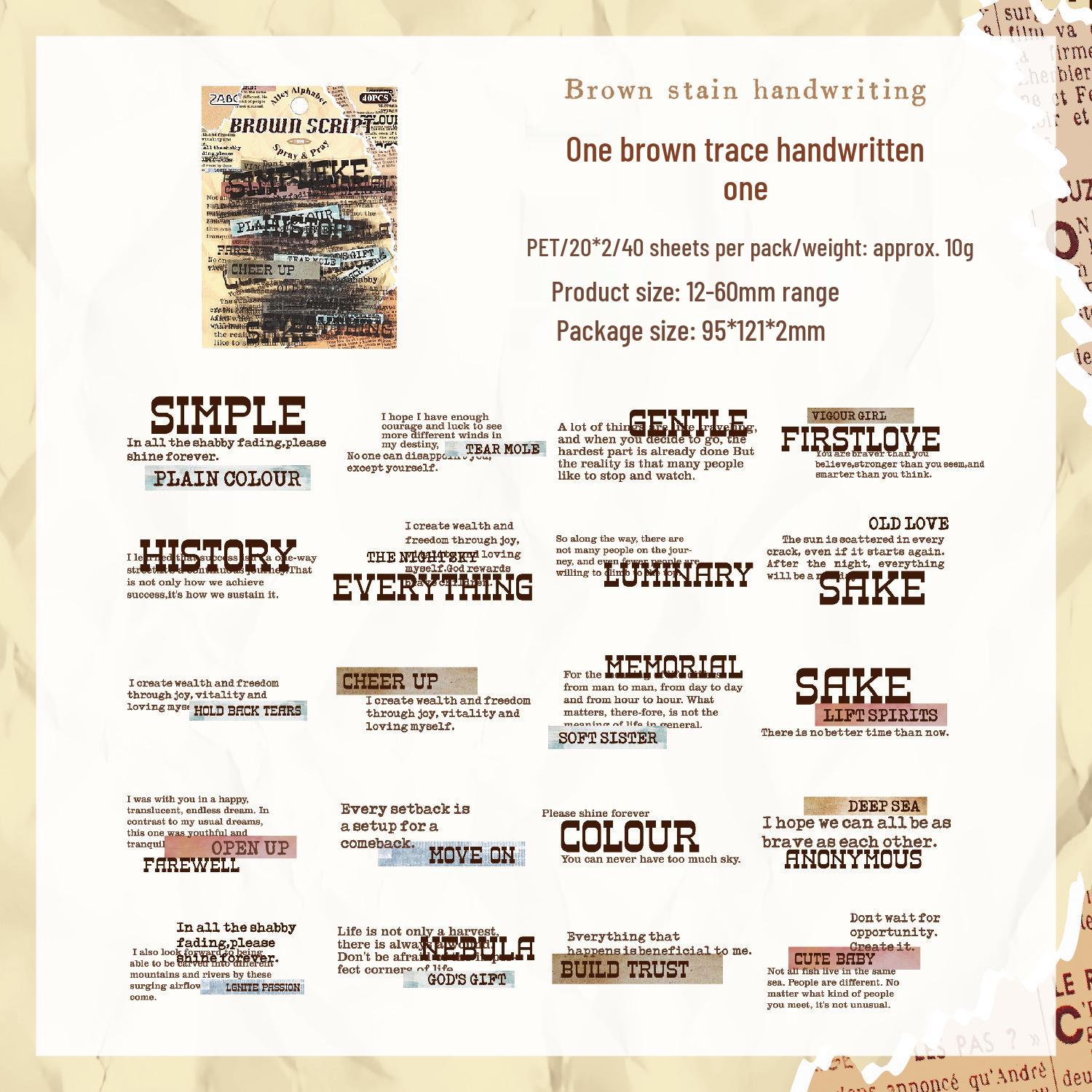 ZABC Word Whispers Collage Sticker Pack: European Text, English Base, PET, 6 Styles.