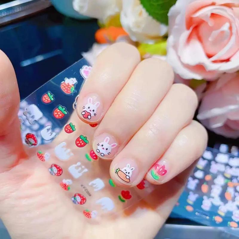 Children's Waterproof Little Rabbit and Flower Nail Art Stickers