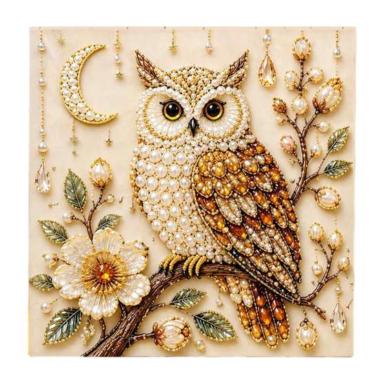 3D Flower And Bird Wall Decor Faux Pearl Painting Kit, Art DIY Relaxing Hobbies for Stress Relief Owl Red Craft Set Adults, Home Decorative Supplies