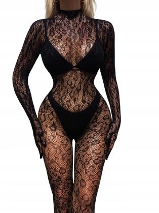 Czarne Bodystocking Seksowna Bielizna Erotyczna Damska Sexy Panterka