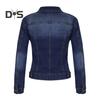 Damen Jeansjacke Retro Einreihig Slim Fit Umlegekragen Lange Ärmel Einfarbige Klappentaschen Damenmantel Pendler-Einkaufsjacke