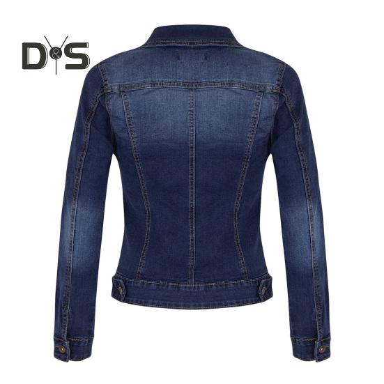 Damen Jeansjacke Retro Einreihig Slim Fit Umlegekragen Lange Ärmel Einfarbige Klappentaschen Damenmantel Pendler-Einkaufsjacke
