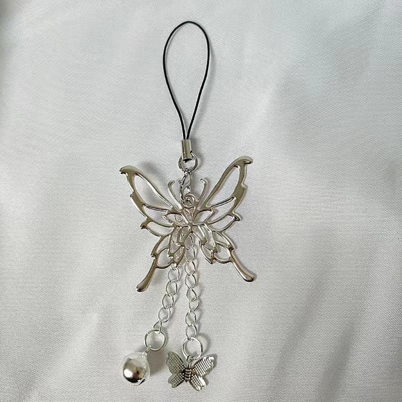 Fashionable Butterfly Bell Pendant Keychain Unique Anime Keychain with Butterfly Bell Charm for Cosplay Enthusiasts
