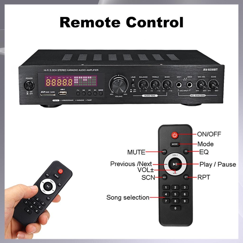 FM USB SUNBUCK 2000W 110V/220V bluetooth5.0 Audio Power Amplifier Home Theater amplificador Audio with Remote Control Support