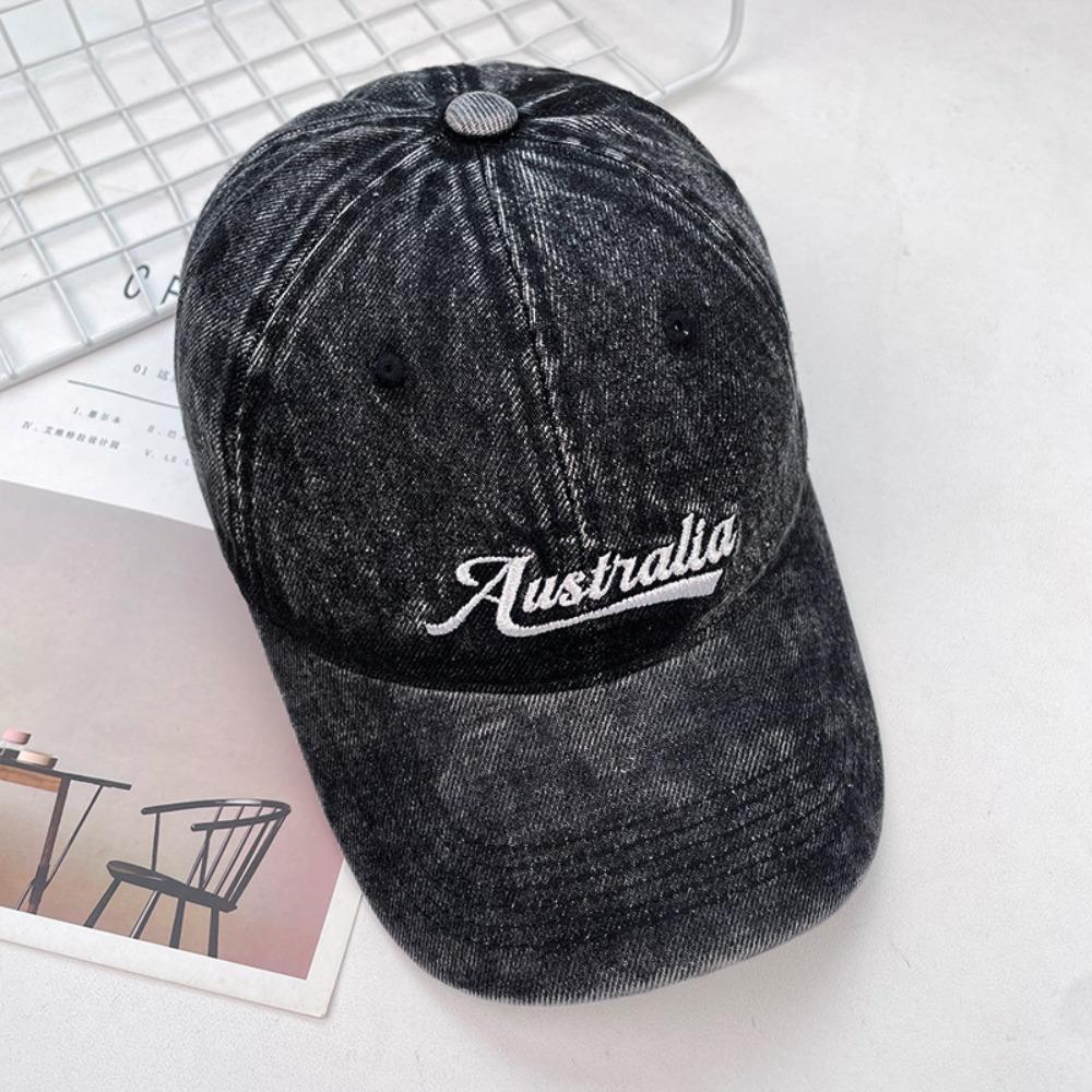 Wide Brim Denim Baseball Cap Korean Style Casual Duckbill Hat Letter Embroidery Peaked Cap  Outdoor