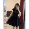 Summer new girl small short-sleeved dress women's waist slimming small black skirt short skirt