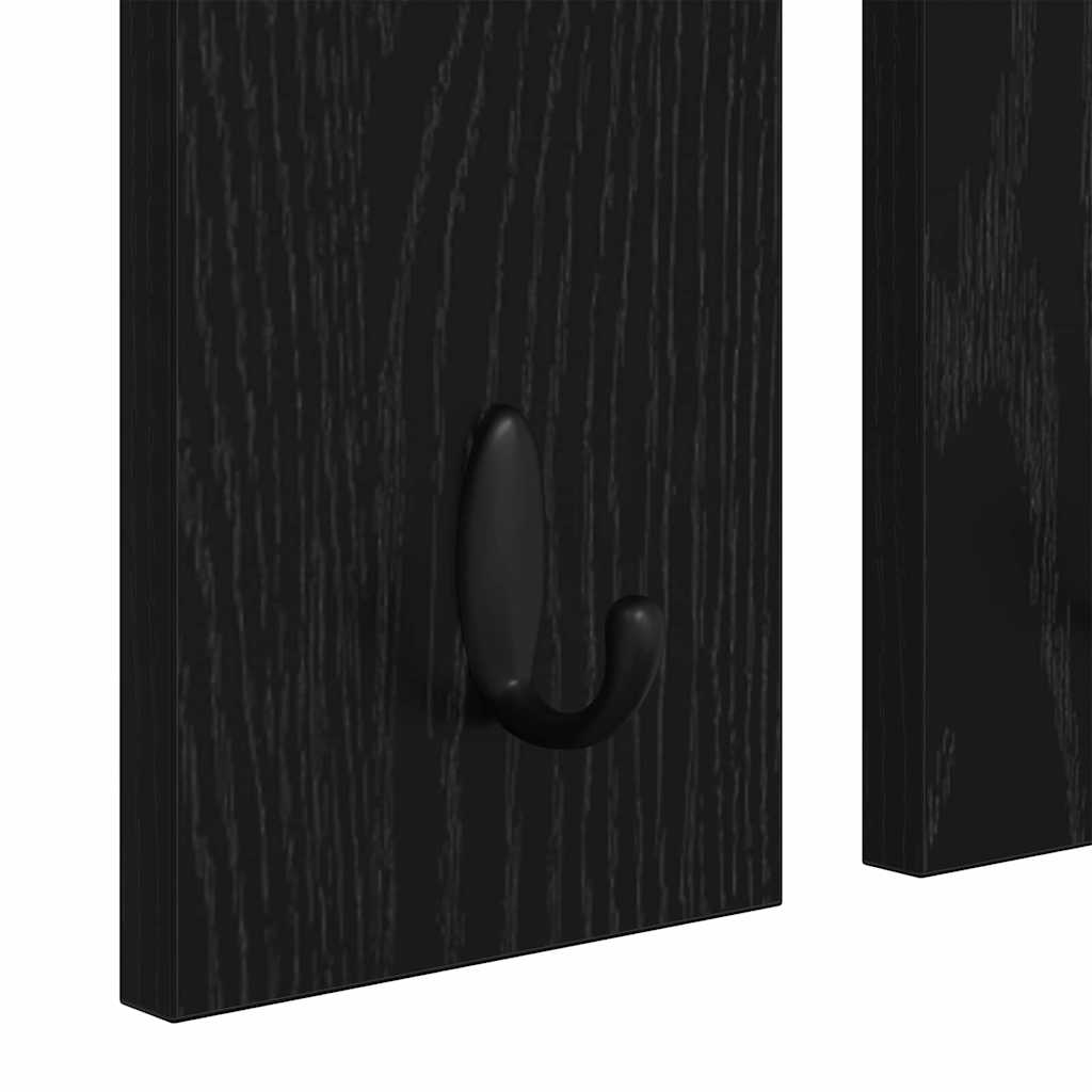 Wall Mounted Coat Rack with Shelf Black Oak Effect