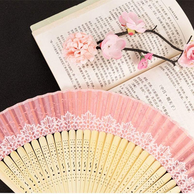 Chinese Style Folding Folding Fan Change Color With Tassel Dance Fan Silk Cloth Bamboo Summer