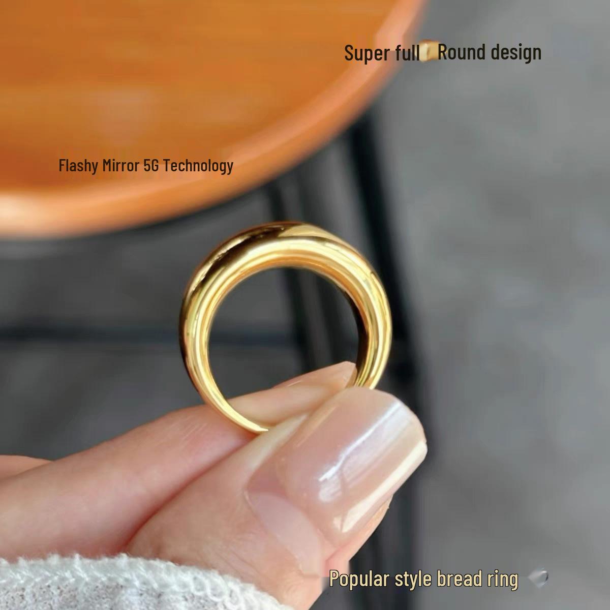 

Women s Niche High-Flash Gold Mirror Loach Back Ring - Light Luxury Design Size 9