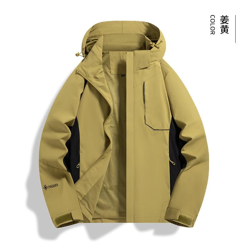 Mens Waterproof Windproof Hiking Jacket With Hood Outdoor Sport Casual Lightweight Shell Coat Fall
