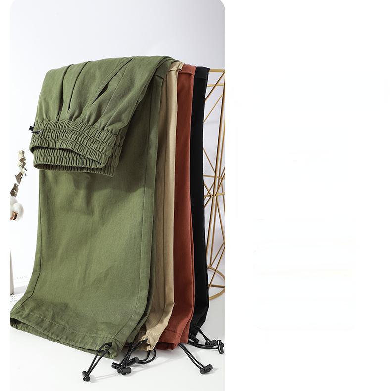 Wide Leg Cargo Pants with Elastic Waist Drawstring for Women