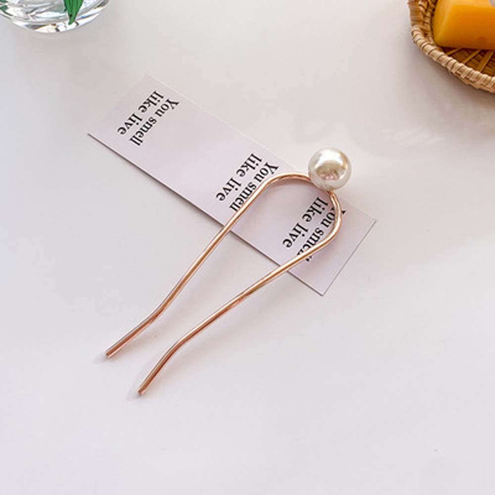 

New Style Small Fresh Girl Zinc Zinc Alloy For Women Hair Stick U Shape Pearl Hairpin Hair Accessories E