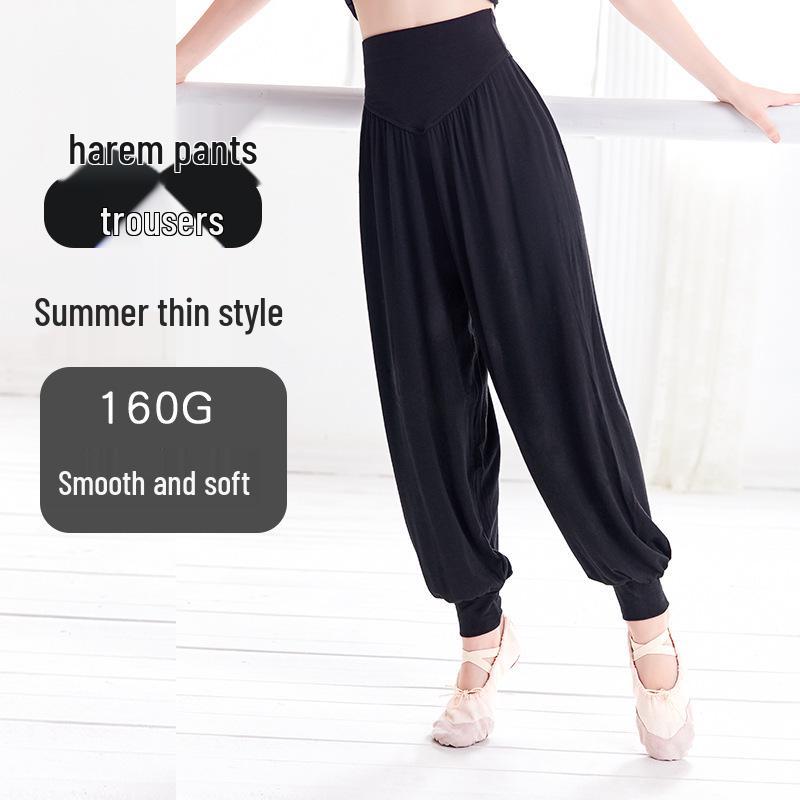 Czarne Haremki Taneczne dla Dzieci Chłopców i Dziewcząt - Długie Spodnie Treningowe Łacińskie na Wiosnę i Jesień