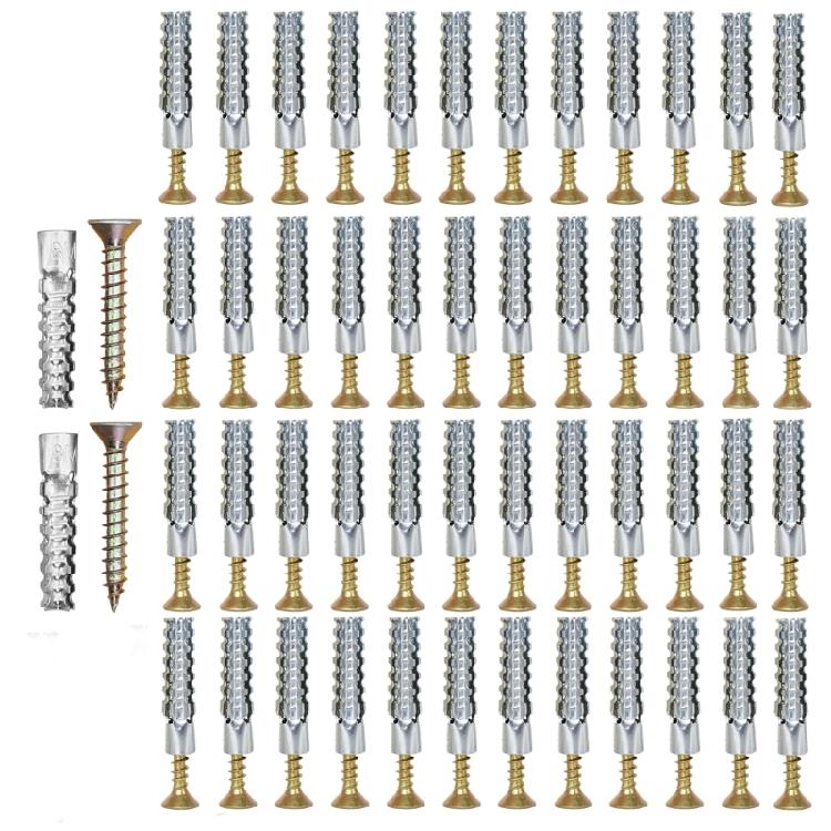 50Pcs High Strength Metal Expansion Screws Serrated Expansion Tube Tapping Screws for Home Improvement Enduring