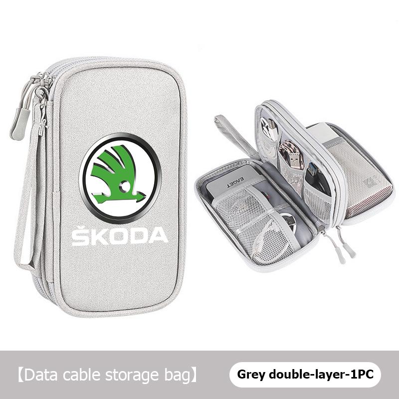 AAABR1 Travel Portable Digital Accessories Storage Bag Organizer For Skoda Kamiq Karoq Octavia 2 3 Rapid Scala Kami Fabia VII VRS