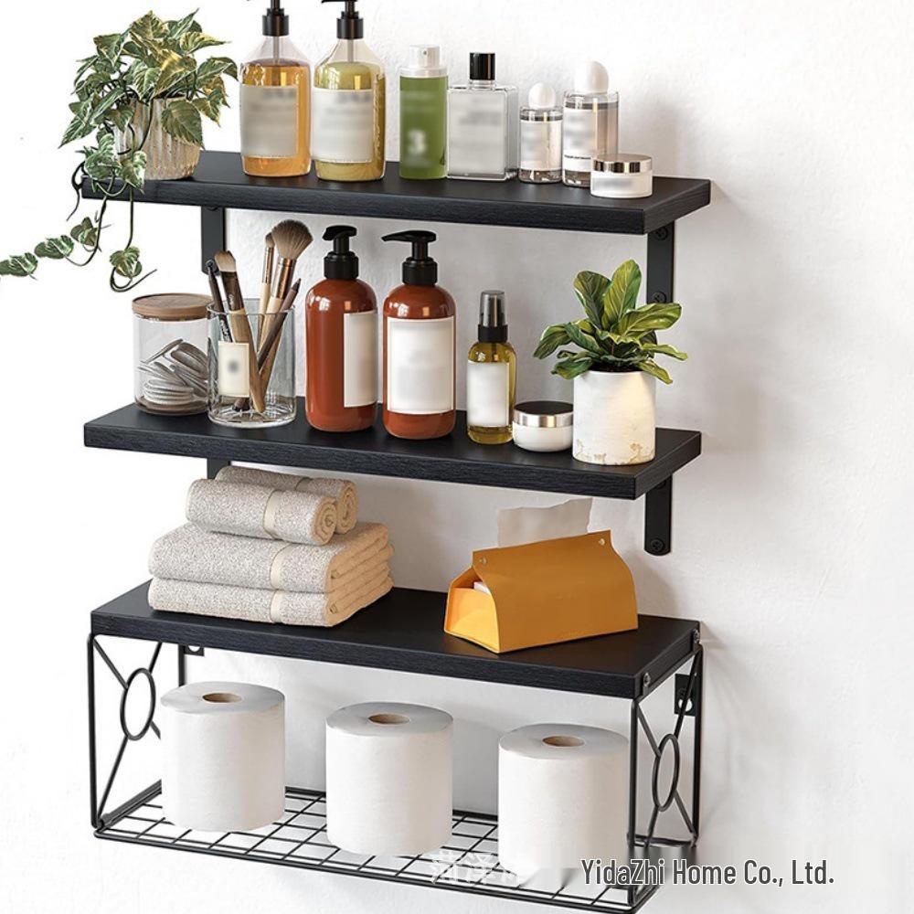Wall-Mounted Bathroom Shelf with Storage Basket for Kitchen or Living Room
