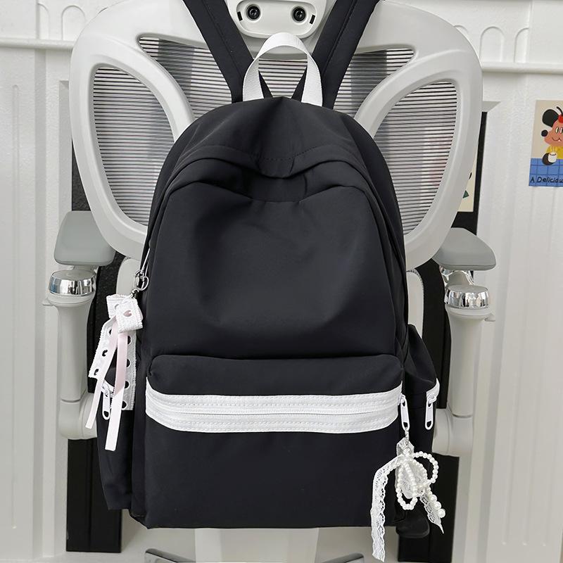 New Schoolbag Fresh and Sweet Japanese Style INS Niche Solid Color Large Capacity Backpack for Middle and High School Students with Bow Knots