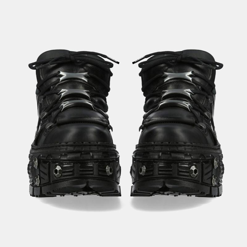 Fashion Retro Rock Shoes For Both Men And Women 2024 New Dark Punk Leather Shoes Metal Niche Low Top Platform Shoes For Women