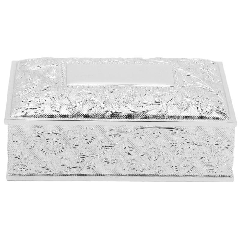 

Elegant Hinged Jewelry Storage Case With Vintage Detailing And Partitioned Space For Bracelets Charm Arrangement серебряный