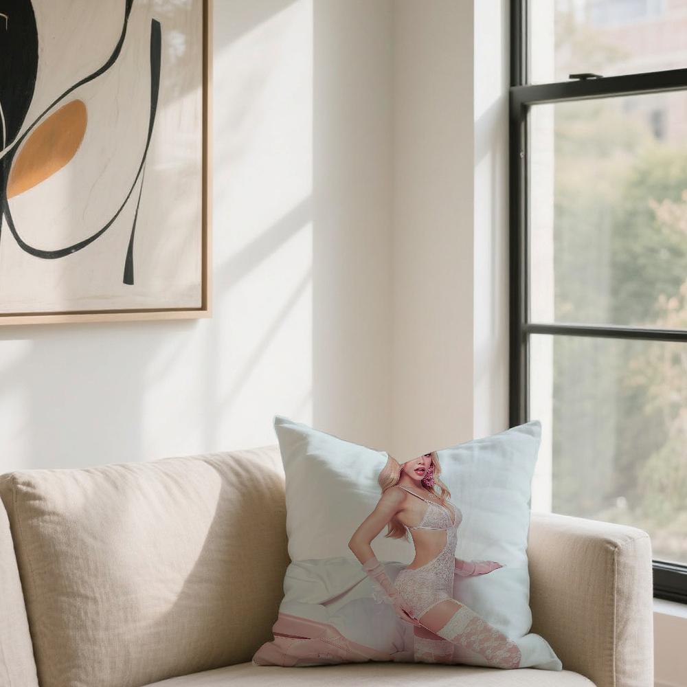 Singer K-Kenia Os Pink Aura Cushion Cover For Sofa Car Office Cafe Soft And Comfortable Double-Sided Printing Pillow Cover