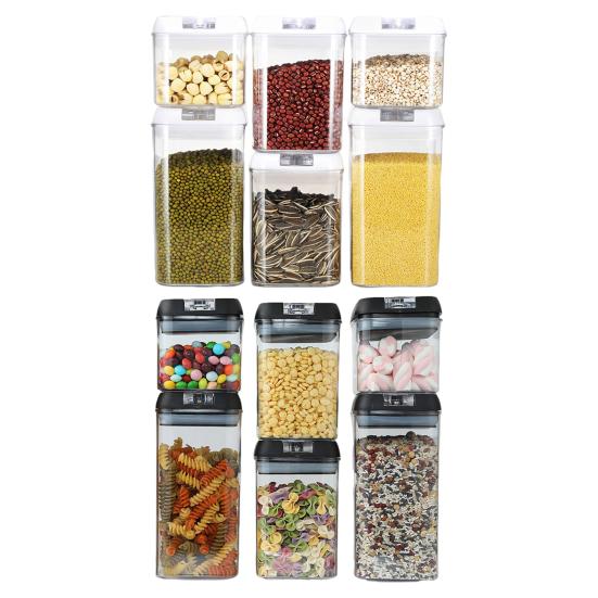 6Pcs Sealed Tank Food Storage Containers Set BPA Free Transparent Dustproof Large Capacity Stackable Airtight Cereal Containers
