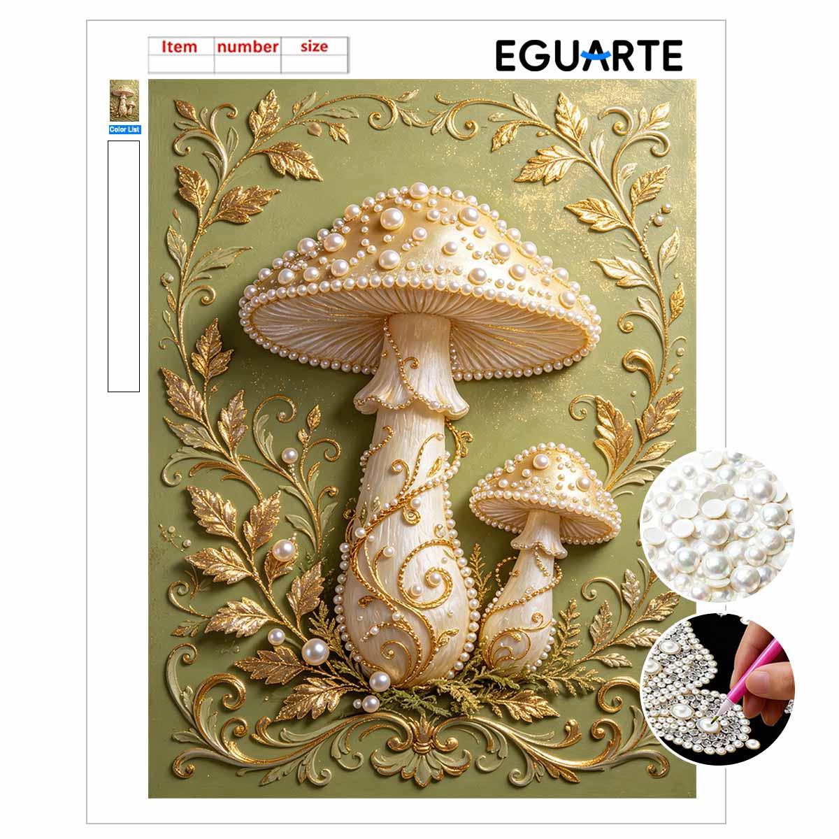 Pearl mushroom painting handmade creative projects. home wall decoration. 30x40
