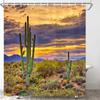 Cactus Shower Curtain,Western Nature Wild West Nature Sunset In Sonoran Desert Near Phoenix Fabric Saguaro Bathroom Curtain Sets