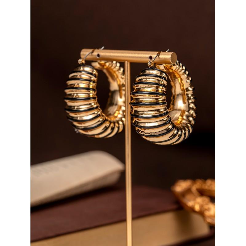 

Vintage Enamel Threaded Steel Needle Earrings Unique Personality Geometric Line Sense Female