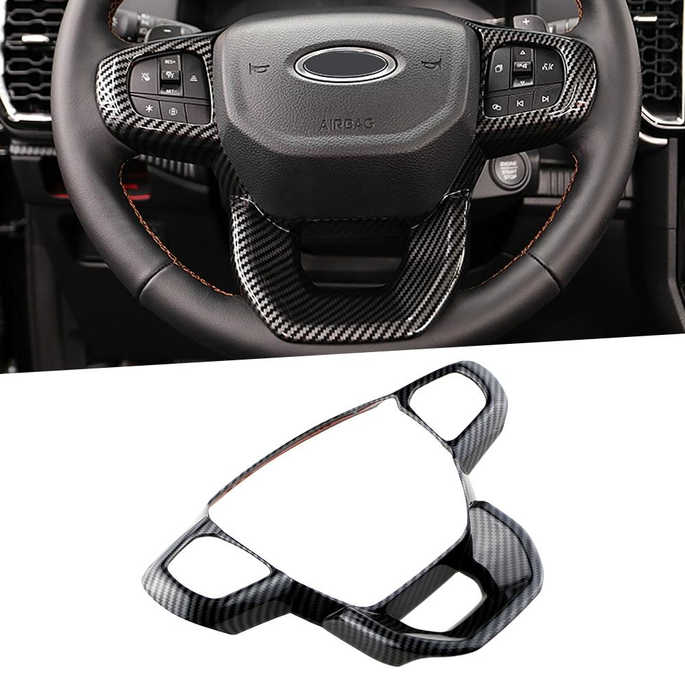 Imitation Carbon Fiber Steering Wheel Trim for Ford Everest Ranger XL XLT XLS Sport Lariat Wildtrak 2023-2025 Car Stickers