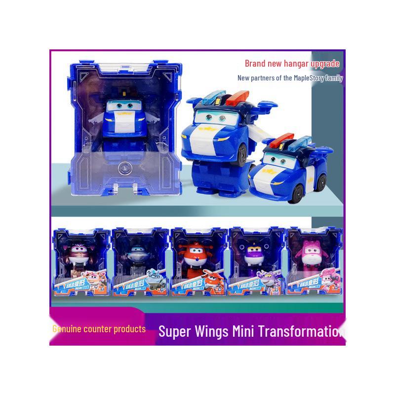 Super Wings 13-Piece Mini Transforming Robot Set: Jett, Big Strong, Jin, and Mighty Little Wing Toys
