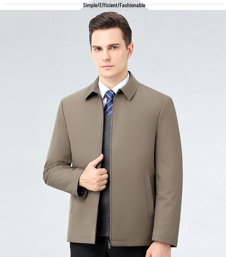 Men's High-Grade Cotton Padded Jacket - Autumn/Winter Stand-up Collar for Middle-aged Wear, Warm Outerwear.