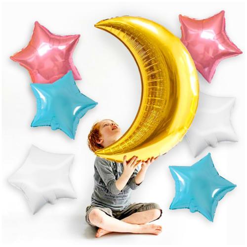 [Balloon Shop] Extra Large Aluminum Balloon Moon & Star Extra Large Moon Girls Boys Baby Photo Nap Art Balloon Children Adults Beautiful Cute Stylish