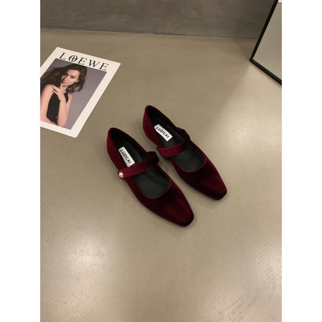 

Retro suede simple comfortable women s shoes spring autumn new gentle low heel style breathable durable single shoe 39 бордовий