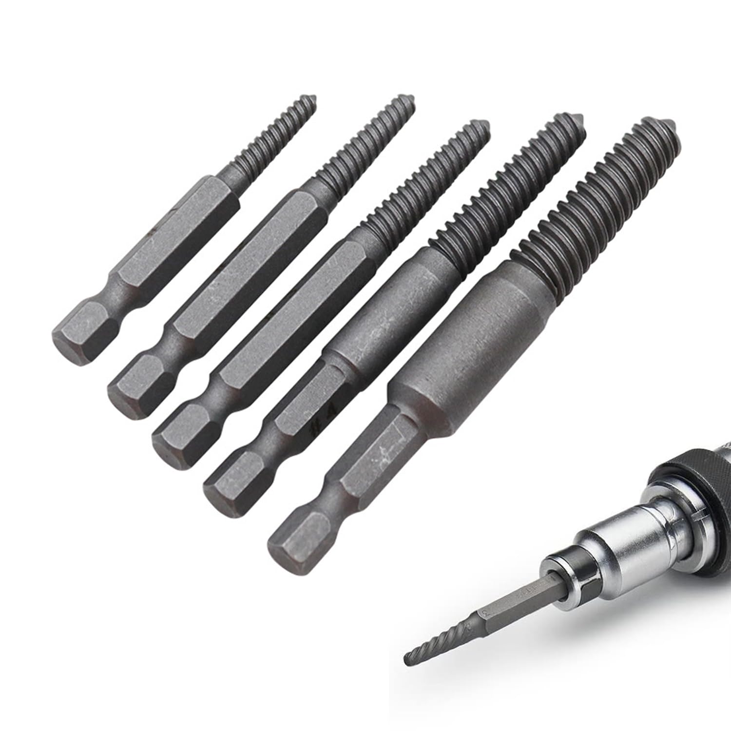 

Reverse Tap Screw Extractor Reverse Tap Removes Stripped Broken and Damaged Hand Tool for Specialized Tool for Pulling Screw 5 Pieces Set, Set,