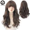 7jhh Wigs Popular Brown Ash Long Deep Wave Hair Lolita Wigs With Bangs Synthetic Wig For Women Fashion Thick Curls Wigs Girl