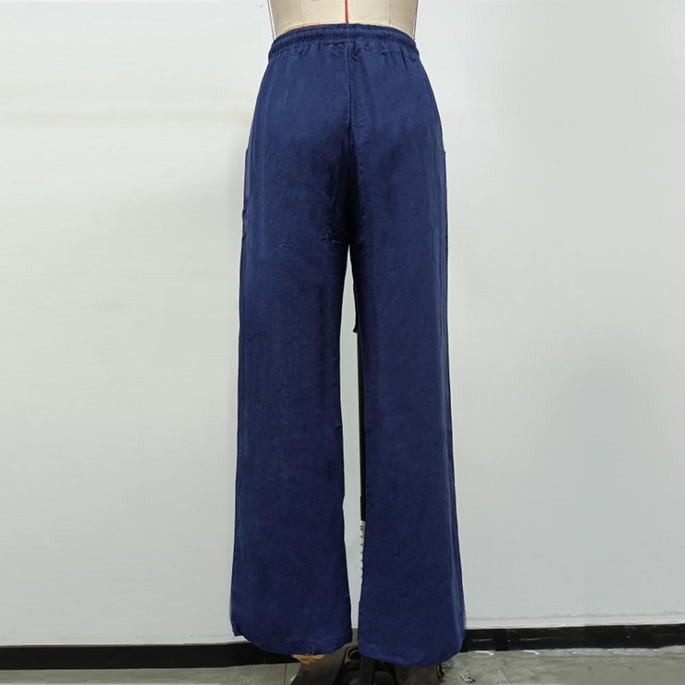 Dámské ležérní kalhoty s volným elastickým pasem, jednobarevné, široké šněrování