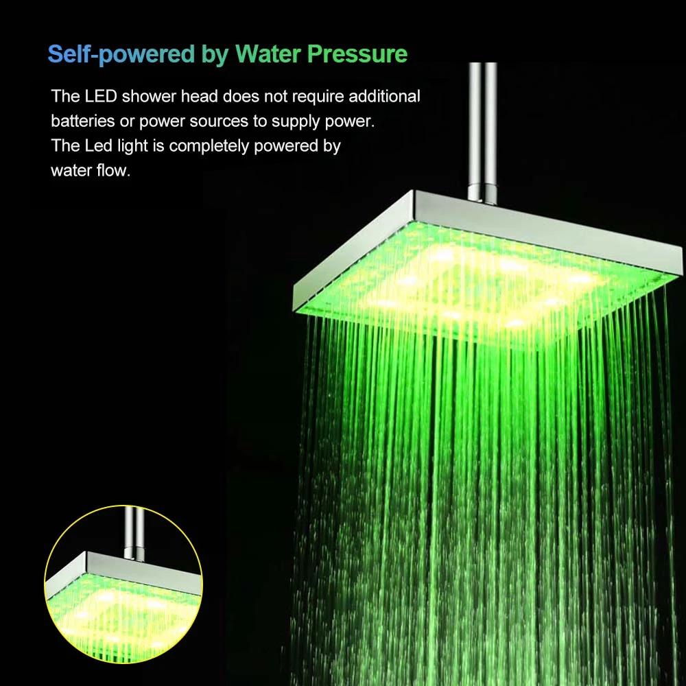 LED-Regenduschkopf Hochdruck-Duschkopf Wassersparend Automatischer Farbwechsel Temperatursensor Duschen für Badezimmer