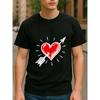 European Sizes Valentine'S Day Minimalist Heart-Shaped Trendy Men'S Print Short-Sleeved T-Shirt | Regular Fit, Sweat-Absorbing and Quick-Drying