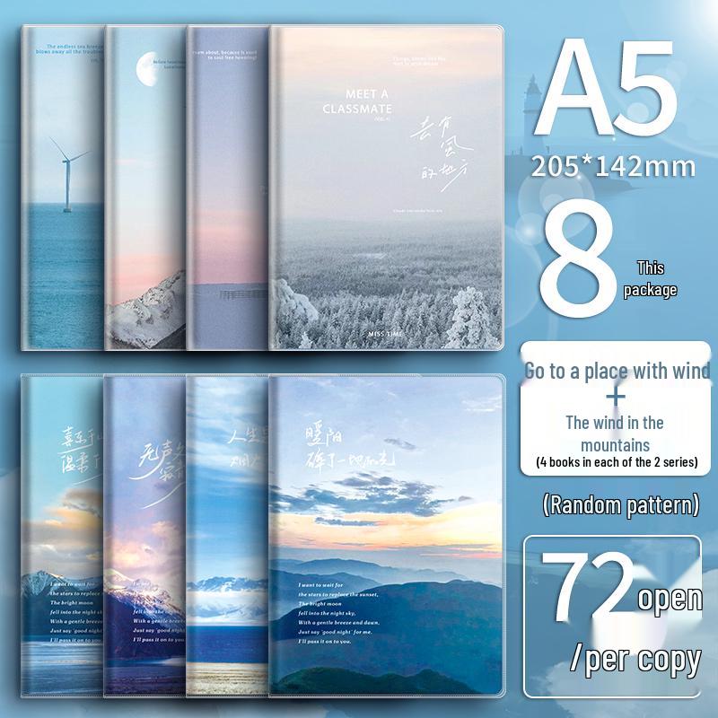 High-Value A5 Notebook: Thickened B5 Plastic Cover, INS Style, Lay-Flat, Lined for Student Use.